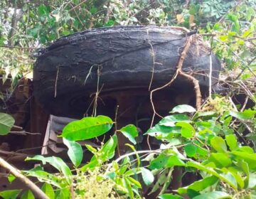Pneu “novo” estoura e ônibus tomba em estrada de Mazagão