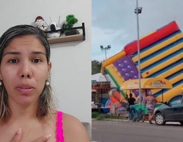 Mãe que tinha filhos em brinquedo que ‘voou’ na orla de Macapá fala sobre o acidente