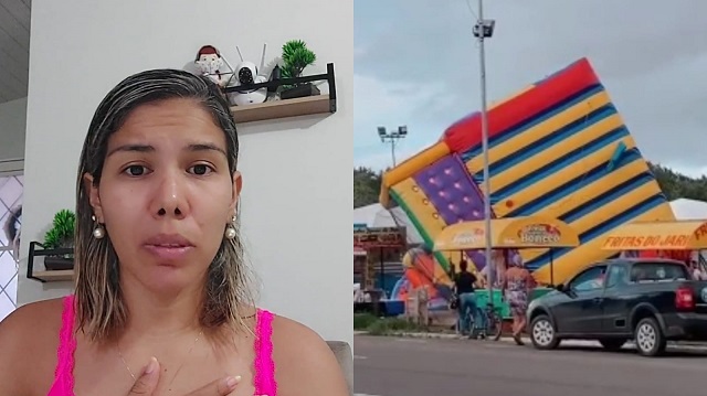 Mãe que tinha filhos em brinquedo que ‘voou’ na orla de Macapá fala sobre o acidente