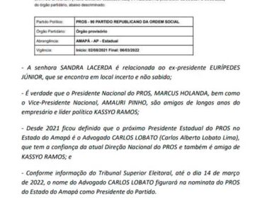 Presidente nacional do Pros desmente recurso e confirma Lobato como dirigente no Amapá