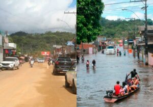Rio recua, e principal avenida de Laranjal do Jari reaparece