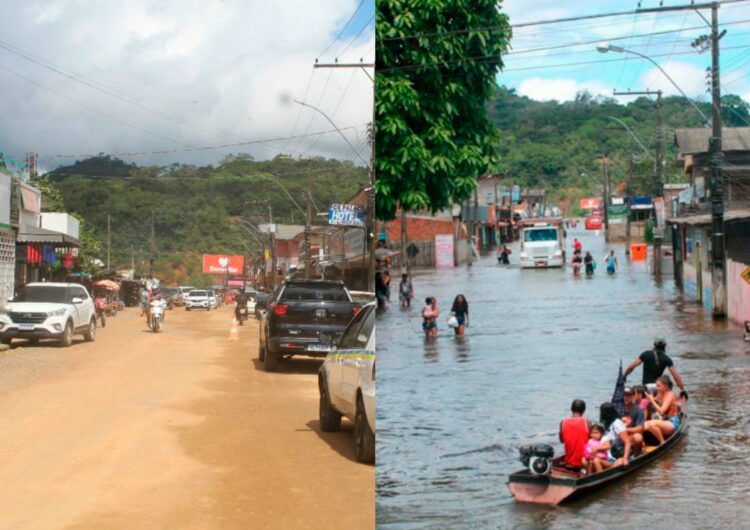 Rio recua, e principal avenida de Laranjal do Jari reaparece