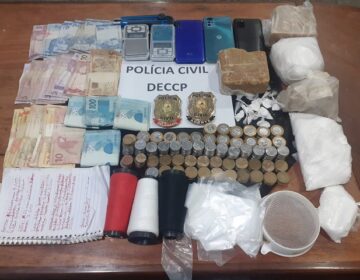 Traficante é flagrado com 2 kg de cocaína e R$ 5 mil