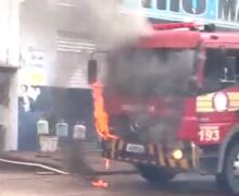 Caminhão de combate a incêndio dos Bombeiros pega fogo em Macapá