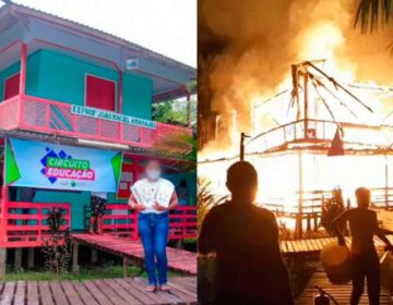 Incêndio deixa escola ribeirinha em ruínas