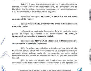 Sem debates, Câmara aumenta em 68% o salário do prefeito de Macapá
