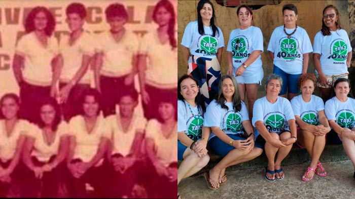 Amigas recriam foto da época de escola após 42 anos