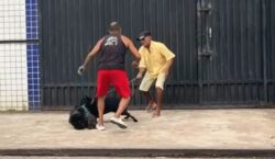 Briga entre vizinhos envolve até cães e vídeo viraliza nas redes