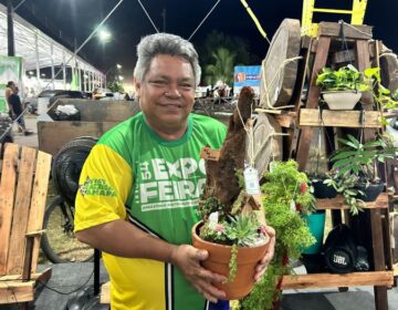 Expofeira: artesão transforma madeira descartada em arte e já tem clientes europeus