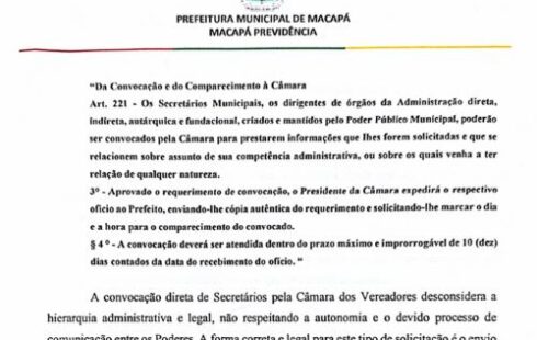 Gafe: Presidente da Macapaprev usa artigo inexistente para tentar escapar de convocação na Câmara