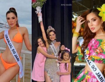 Miss Amapá celebra título com 3 filhas no palco