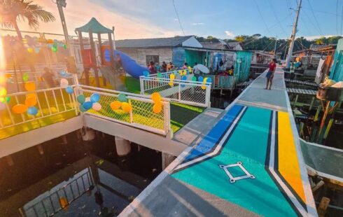 Parque e campinho mudam paisagem e levam colorido para área de pontes dos Congós