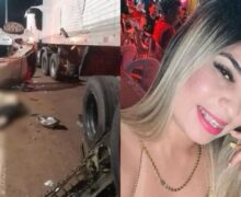 Mulher morre após carro capotar e colidir com caminhão na rotatória do Trevão