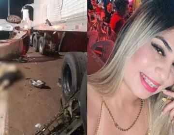 Mulher morre após carro capotar e colidir com caminhão na rotatória do Trevão