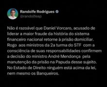 Randolfe defende manutenção da prisão de Daniel Vorcaro: ‘ninguém está acima da lei’