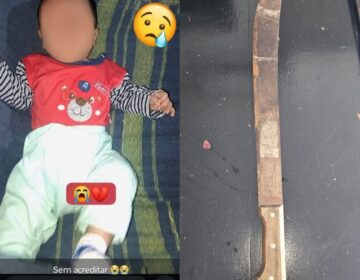Marido usa terçado para acertar esposa que estava com o filho no colo e mata criança