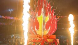 Forrozão Tartarugal começa com fogueira de 8 metros e show pirotécnico