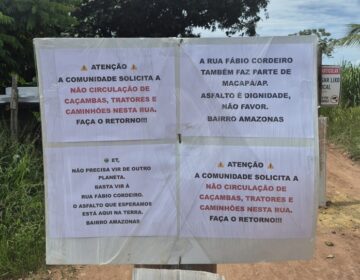 Com ruas precárias, moradores improvisam barreiras para conter caminhões