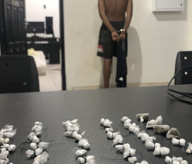 Desesperado, suspeito joga drogas em lago, mas acaba preso
