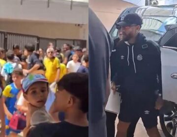 Fãs lotam frente de hotel para ver Neymar antes de Remo x Santos em Belém
